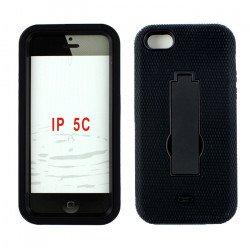 iPhone 5C Armor Hybrid Case with Stand (Black - Black)